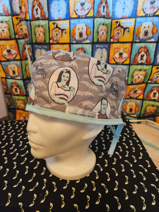 Munsters Surgical Scrub Cap - Light Blue Ties