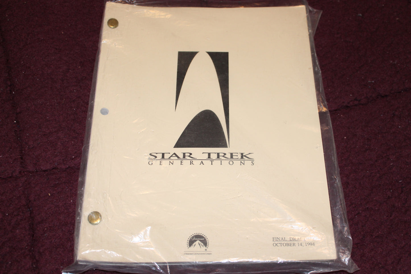Star Trek "Generations" Movie Script.